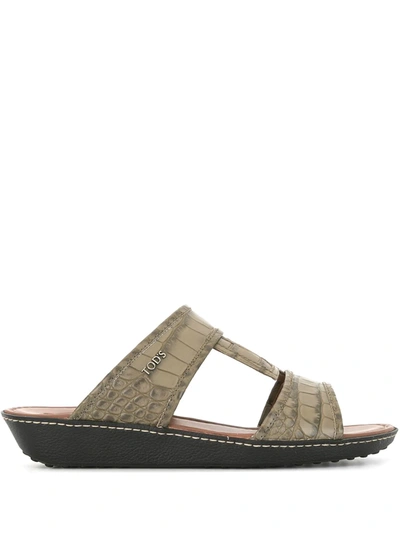 Shop Tod's Slip-on Leather Sandals In Green