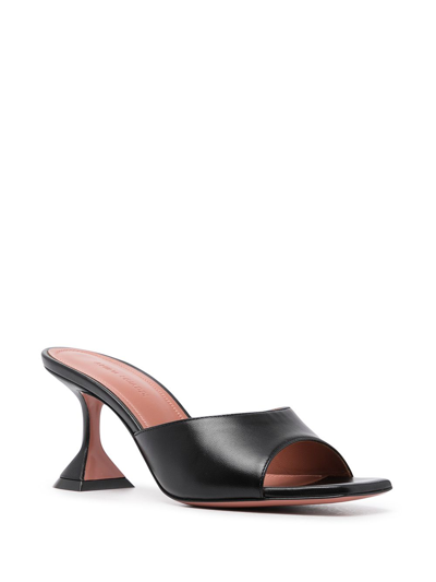Amina Muaddi Lupita Patent Leather Mule Sandals In Black