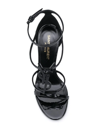 Saint Laurent Cassandra Ysl Patent Leather Sandals In Animal Print