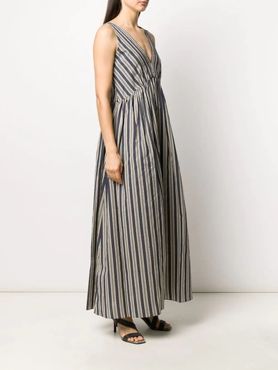 Shop Brunello Cucinelli Striped Maxi Dress In Blue