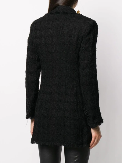 Shop Dolce & Gabbana Double-breasted Tweed Blazer In Black
