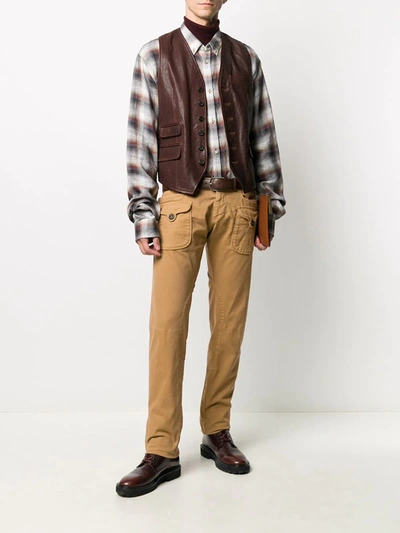 Dsquared2 Checked Button Down Sharpei Sleeve Shirt In White