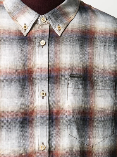 Dsquared2 Checked Button Down Sharpei Sleeve Shirt In White