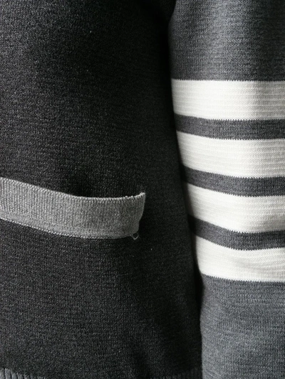 Shop Thom Browne Funmix 4-bar V-neck Cardigan In Grey