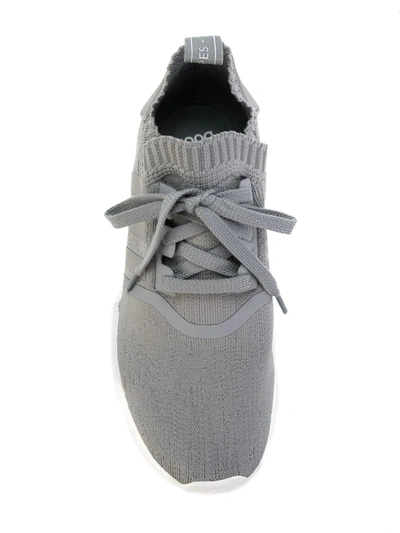 Shop Adidas Originals Nmd_r1 Primeknit Sneakers In Grey