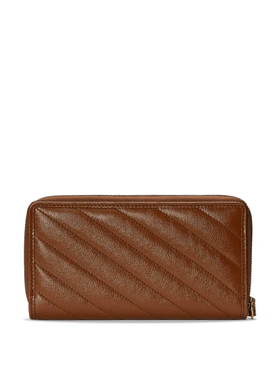 Shop Gucci Gg Marmont Zip Around Wallet In Brown
