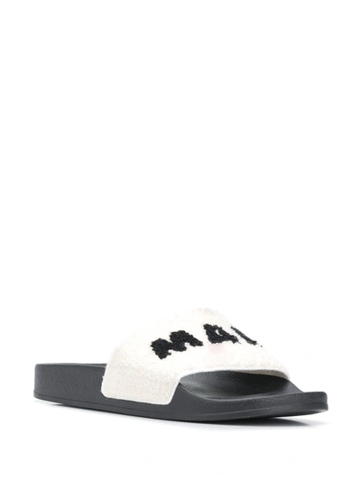 Shop Marni Logo-detail Slides In White