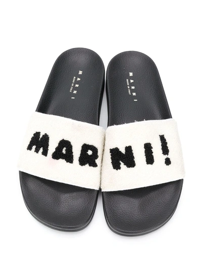 Shop Marni Logo-detail Slides In White