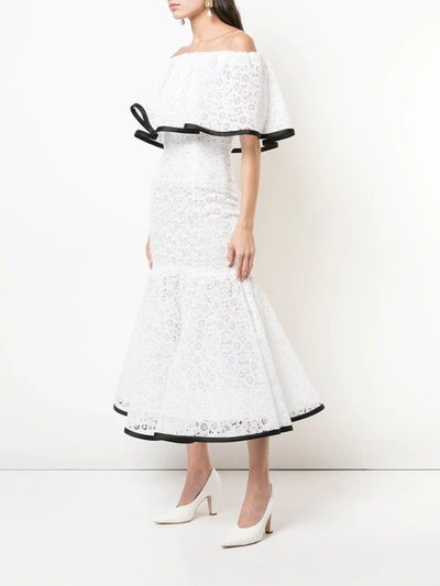 Shop Carolina Herrera Off-shoulder Lace Dress In White