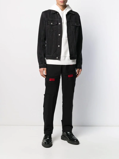 Shop 424 Contrasting Patch Logo Trousers In Black
