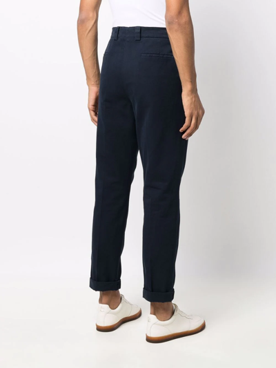 Shop Brunello Cucinelli Straight-leg Cotton Trousers In Blau