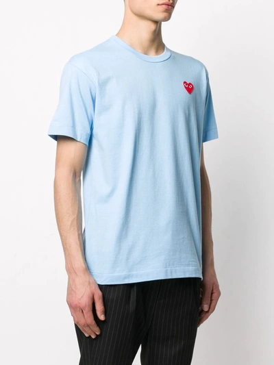 Shop Comme Des Garçons Play Little Red Heart Logo T-shirt In Blue