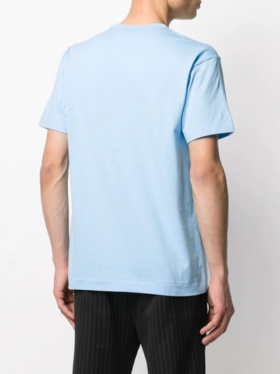 Comme Des Garçons Play Heart Patch T-shirt Baby Blue Cotton T-shirt With Big Heart Patch In Blue