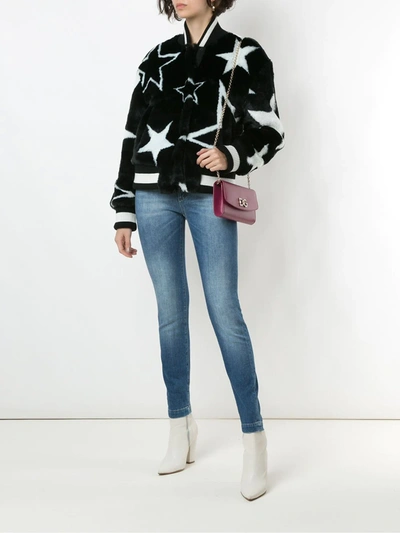 Shop Dolce & Gabbana Faux-fur Star Print Bomber Jacket In Black