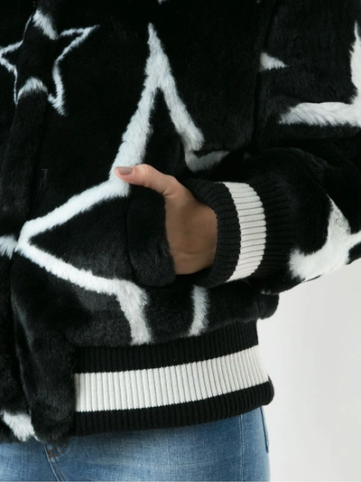 Shop Dolce & Gabbana Faux-fur Star Print Bomber Jacket In Black