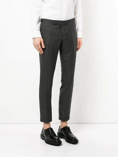 Shop Thom Browne Low Rise Skinny Side Tab Trouser In Super 120's Twill In Grey