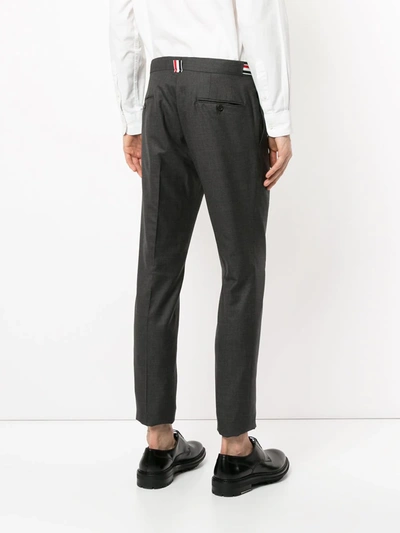 Shop Thom Browne Low Rise Skinny Side Tab Trouser In Super 120's Twill In Grey