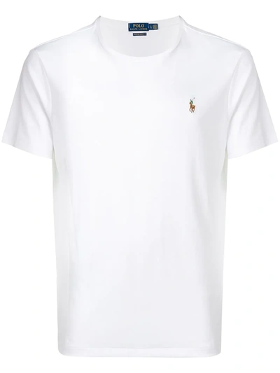Shop Polo Ralph Lauren Logo Embroidered T-shirt In White