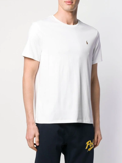 Shop Polo Ralph Lauren Logo Embroidered T-shirt In White
