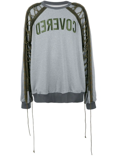 Shop Juunj Drawstring Sleeve Sweatshirt In Grey