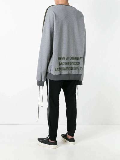 Shop Juun.j Drawstring Sleeve Sweatshirt In Grey