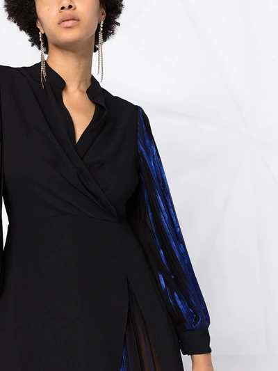 Shop Karl Lagerfeld Pleated Sleeve Metallic Dress In Black