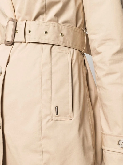 Shop Woolrich Belted Trench Coat In Neutrals