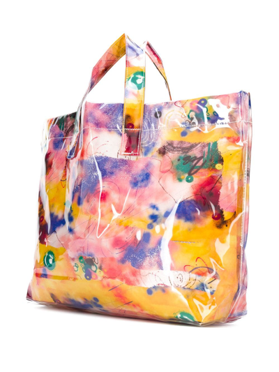 Shop Comme Des Garçons Shirt Floral Print Tote Bag In Yellow