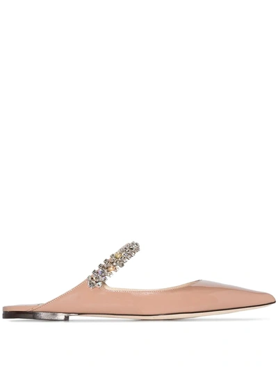 Shop Jimmy Choo Bing Embellished Strap Flat Pumps In Pink