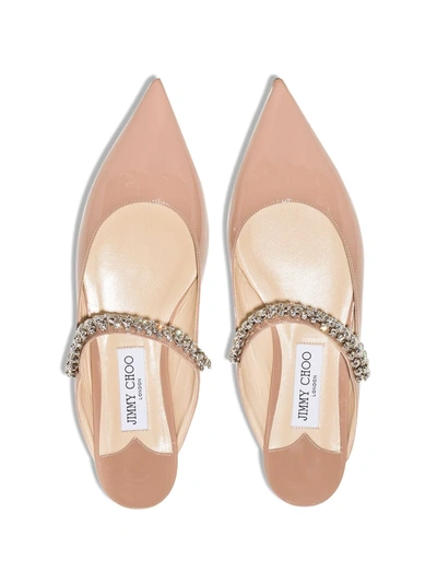 Shop Jimmy Choo Bing Embellished Strap Flat Pumps In Pink