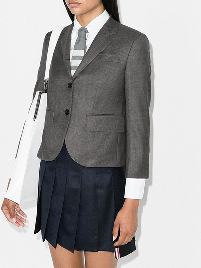 Shop Thom Browne Single-breasted Wool Blazer In Grey