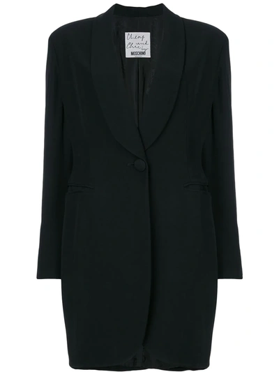 Pre-owned Moschino Vintage Shawl Lapel Coat In Black