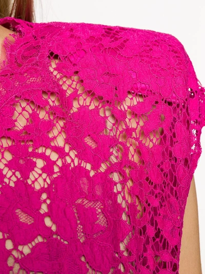Shop Dolce & Gabbana Sheer Floral Lace Blouse In Pink