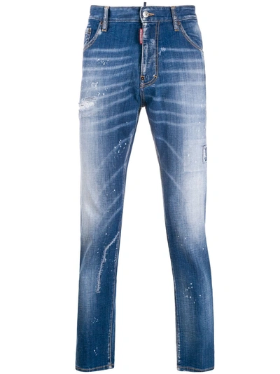Shop Dsquared2 Ink Splashes Straight Jeans In Blue