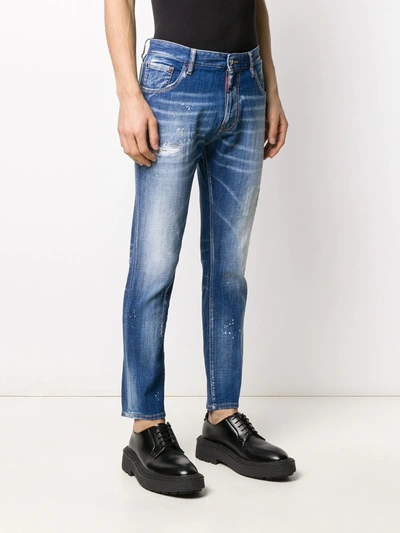 Shop Dsquared2 Ink Splashes Straight Jeans In Blue