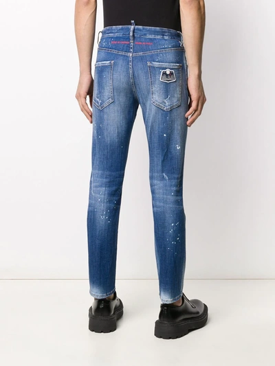 Shop Dsquared2 Ink Splashes Straight Jeans In Blue