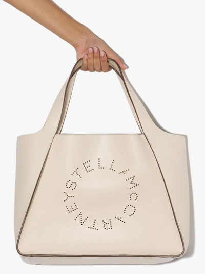 Stella Mccartney Stella Logo Eco-leather Tote In White