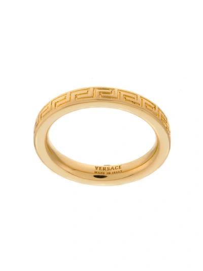 Shop Versace Greek Key Band Ring In Gold