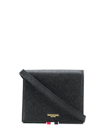 Shop Thom Browne Rwb Tab Crossbody Wallet In Black