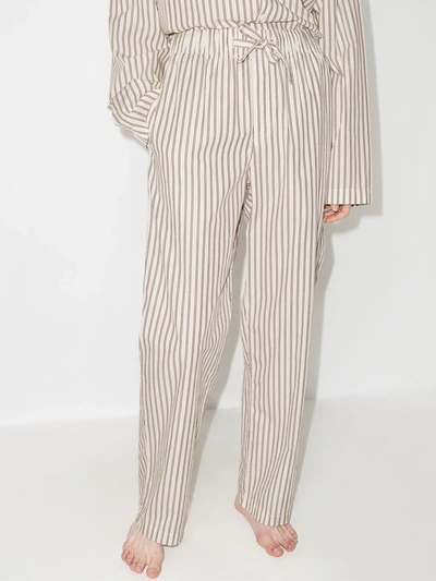Shop Tekla Stripe-pattern Pajama Trousers In White