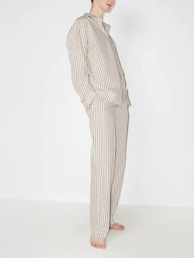 Shop Tekla Stripe-pattern Pajama Trousers In White