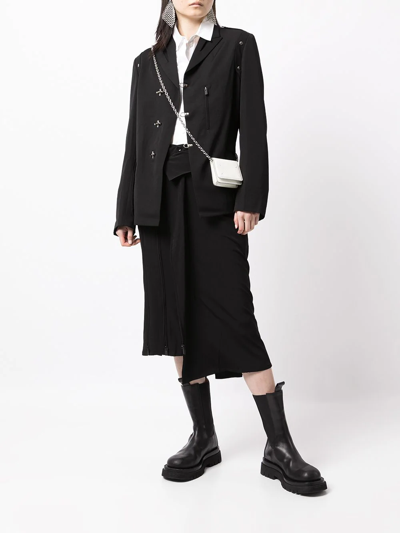 Shop Yohji Yamamoto Asymmetric Zip Detail Skirt In Schwarz