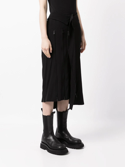 Shop Yohji Yamamoto Asymmetric Zip Detail Skirt In Schwarz
