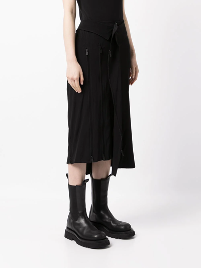 Yohji Yamamoto Asymmetric Zip Detail Skirt In Schwarz