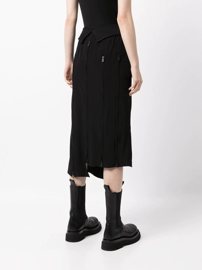 Shop Yohji Yamamoto Asymmetric Zip Detail Skirt In Schwarz
