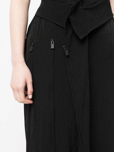 Shop Yohji Yamamoto Asymmetric Zip Detail Skirt In Schwarz