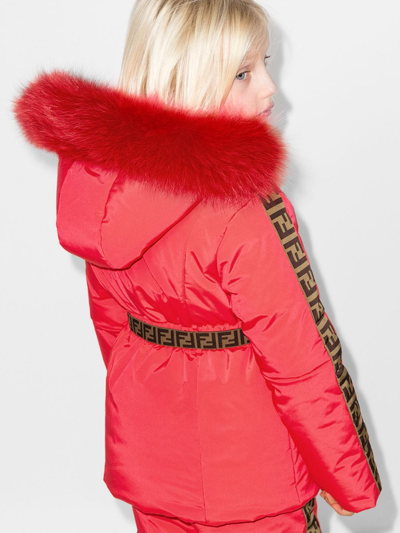 Shop Fendi Ff-motif Padded Ski Jacket In Red