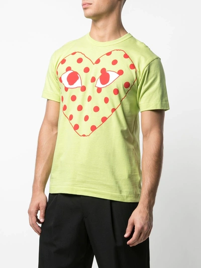 Comme Des Garçons Play Logo Print T-shirt In Green