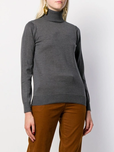 Shop Apc Roll-neck Fitted Sweater In Grey