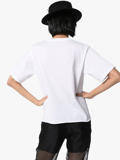 Saint Laurent Basic White T-shirt With Miiddle Logo Print In Cotton Woman In White